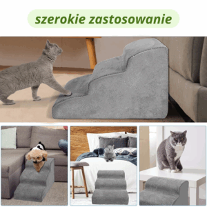 schodki dla psów o łagodnym nachyleniu stabilne rampa podest 3 stopnie 40cm