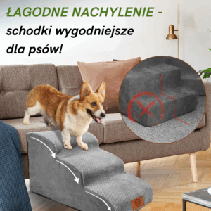 schodki dla psów o łagodnym nachyleniu stabilne rampa podest 3 stopnie 40cm
