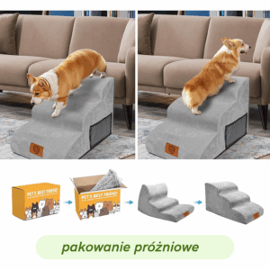 schodki dla psów o łagodnym nachyleniu stabilne rampa podest 3 stopnie 40cm